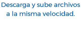 Descarga y sube archivos a la misma velocidad.